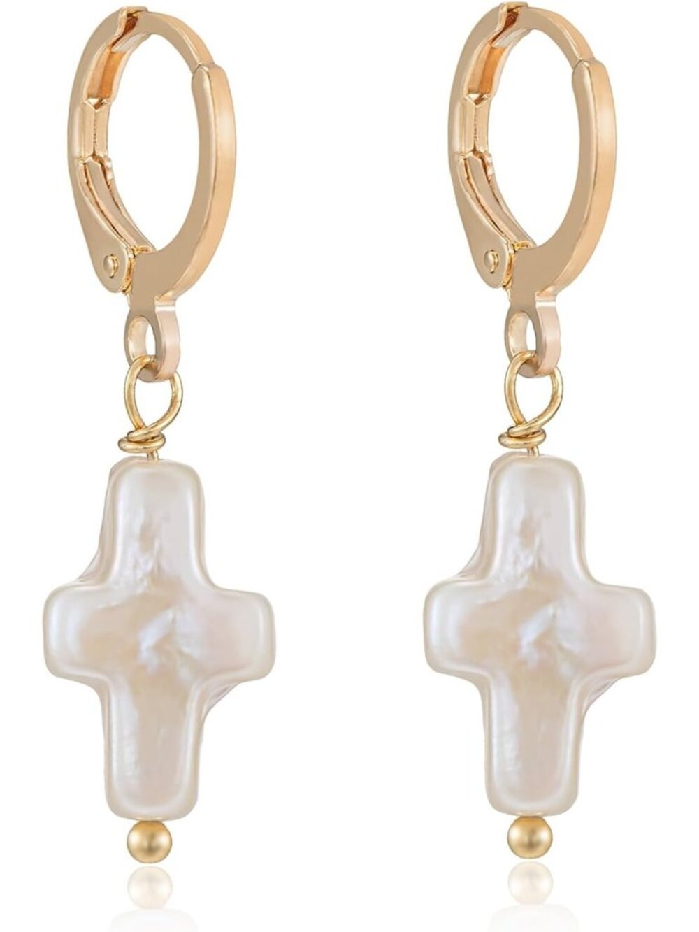 Elegant Freshwater Pearl Cross Earrings | Beachy Baroque Pearl Jewelry
